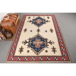 Vintage 0.6x9.5 ft Rug, <b>Runner</b> Turkish Rug, <b>Red</b> Blue Patchwork Rug - Product Image 1