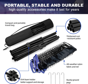 <span class=keywords><strong>Filet</strong></span> multisports réglable en hauteur pour pickleball, tennis, <span class=keywords><strong>volley</strong></span>-ball, intérieur/extérieur, avec sac <span class=keywords><strong>de</strong></span> transport, ensemble <span class=keywords><strong>de</strong></span> <span class=keywords><strong>filet</strong></span> <span class=keywords><strong>de</strong></span> badminton portable - Product Image 5