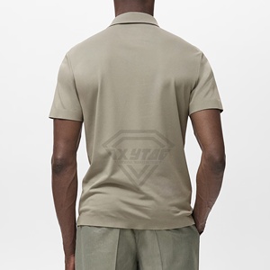 Polo de Golf transpirable 100% algodón relajado ajuste estándar con tapeta de 2 botones negro rendimiento para hombre Polo de Golf - Product Image 2