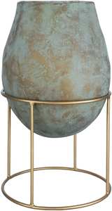 Florero de metal con acabado de pátina Con soporte de metal Accesorios decorativos modernos para el hogar - Product Image 6