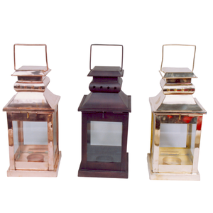 Multi Color Moroccan <b>Lantern</b> Metal Rectangle Shape <b>Set</b> of 3 With Handle Perfect for Elegant Home Decor and Tea Light Display - Product Image 2