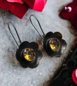 Handmade <b>Citrine</b> Flower <b>Earrings</b> Gemstone 925 Sterling Silver November Birthstone Jewelry Gift For Women - Product Image 3