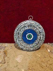 Handcrafted Round Mother of Pearl Mosaic <b>Clutch</b> <b>Bag</b> Luxury Metal Evening Handbag Party Wedding Purse for Women - Product Image 4