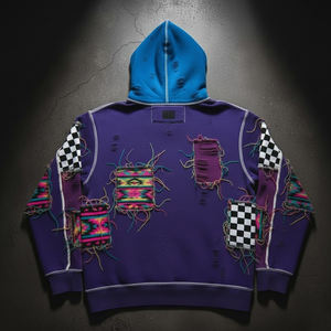 Sweat-shirt à capuche vintage surdimensionné avec logo brodé en gros, sweat-shirt délavé à l'acide, sweat-shirt délavé au soleil pour hommes - Product Image 2