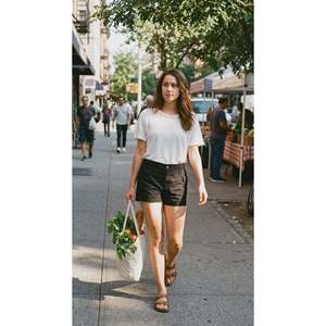 Pantaloncini da donna a vita alta con tasche utility in spandex, logo personalizzato, fantasia trendy, stile gonna-pantalone - Product Image 2