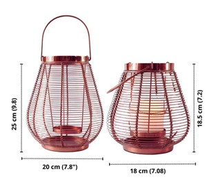 Bougeoir décoratif en finition cuivre avec conception de cage en métal pour la décoration de Noël intérieure extérieure de patio de jardin à la maison - Product Image 2