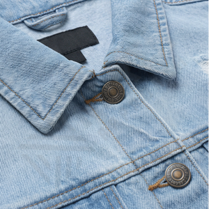 Veste en jean streetwear personnalisée pour homme, tendance, déchirée, boutonnée, veste en jean tendance, décontractée et élégante, collection de vêtements d'extérieur - Product Image 4