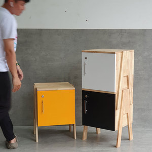 Mini Personal <b>Storage</b> <b>Locker</b> 40x40x48cm A-Style Legs Orange Door with Lock TCN68007 - Product Image 3