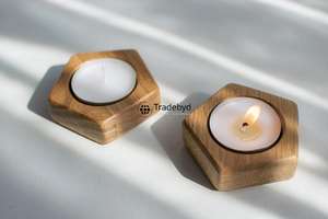 Portavelas de Madera Hecho a Mano, Soporte Artesanal Premium para Iluminación Ambiental Tradebyd - Product Image 3