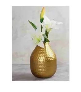 Manufacture & Suppliers Gold Metal Flower vases Indian Decorating Centerpiece Item Handmade Table Top Book Decorative Metal Vase