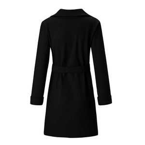 2025 Version pleine longueur laine revers mince manteau d'hiver couleur unie mince dames manteaux de laine pour femmes veste en cuir décontracté - Product Image 4
