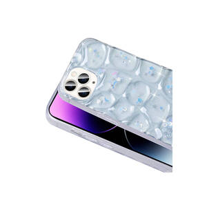 เคสฝาหลังซิลิโคนกลิตเตอร์สีม่วงสีฟ้า3D พรีเมี่ยมสำหรับ iPhone 14 PRO MAX รองรับ A55 A53 OPPO 9i 5G ขายปลีก - Product Image 5