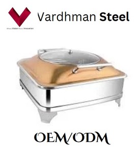 Gran Oferta, Recipiente para Calentar Comida de Acero Inoxidable, Cuadrado, con Media Tapa de Vidrio, Color Oro Rosa, con Marco, Capacidad de 7L, Recipiente Cuadrado Premium para Calentar Comida - Product Image 5