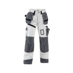 Pantalones de trabajo blancos y grises para hombre, de poliéster, resistentes a la abrasión, estilo cargo, con múltiples bolsillos. - Product Image 3