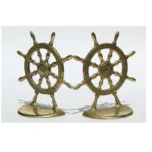 Brass ship wheel bookends Office supplies book ends desk organizers nautical book ends customized nautical book ends for sale
