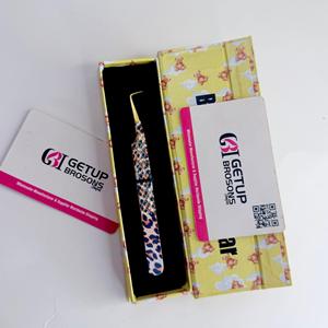 Pince à épiler en acier inoxydable GETUP BROSONS à imprimé léopard, pointe lisse à 90 degrés, outil de précision, emballage en boîte Teddy Bear - Product Image 3