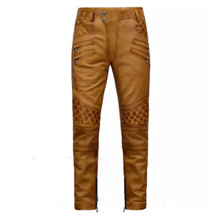 Pantalons droits en cuir souple de haute qualité pour hommes, confortables, taille mi-haute, décontractés, imperméables, designs uniques, vente directe d'usine - Product Image 2