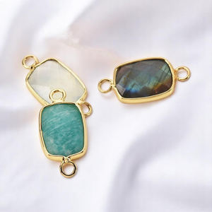 Fait à la main personnalisé Rectangle forme facettes pierre de lune charme Double caution connecteurs nouveauté bijoux pour chrétien en gros - Product Image 5