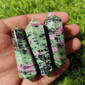 หินคริสตัลทับทิม zoisite ยอดแหลมทรงหอคอยเสาโอเบลิสก์ไม้กายสิทธิ์สองจุดของขวัญของขวัญงานปาร์ตี้พื้นบ้าน - Product Image 3