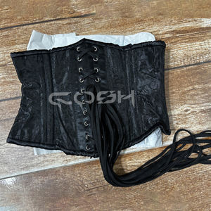 Corset amincissant authentique en acier, brocart noir, sous-poitrine, style waspie, disponible au prix de gros - Product Image 6