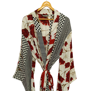 Vestido hasta el tobillo Túnica India Sari Bata Vestido de novia Vestido de maternidad Bata de regalo Ropa de fiesta en la playa Kimono Sari de seda estampado indio, - Product Image 1