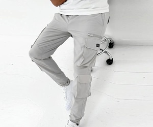 MONO RIDERS 2024 OEM Pantalon de survêtement cargo en toile pour homme, avec plis à l'avant, braguette zippée, taille haute, léger, grande taille - Product Image 2