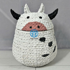 Cute Bear Shape Water Hyacinth Woven Basket Handmade Animal <b>Storage</b> Hamper For Kids Room Kid Toys Clothes <b>Storage</b> - Product Image 3