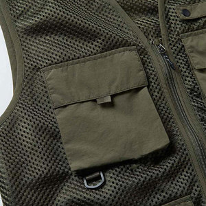 Chaleco de lona funcional unisex de verano para exteriores, chaleco con múltiples bolsillos, transpirable, estampado personalizado, logotipo de talla grande para hombre, venta al por mayor - Product Image 6