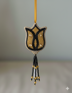 Porte-clés en perles jaunes et vertes, broderie de perles, broderie de perles de rocaille, breloques pour sacs avec motif de festival, porte-clés - Product Image 4