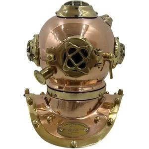 Fournisseur en vrac Casque de plongée sous-marine en métal fini cuivre nautique en laiton avec horloge intégrée de l'exportateur indien - Product Image 1