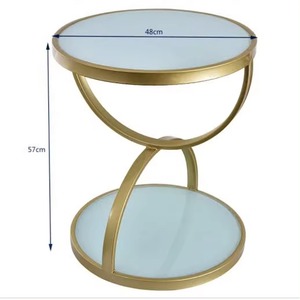 Mesa anidada de alambre de hierro chapado en oro, taburete lateral superior de mármol hecho a mano para Hotel, hogar, sala de estar, dormitorio, uso al aire libre - Product Image 3