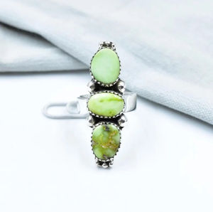 Handmade Palomino <b>Turquoise</b> Oval Cut Bezel Setting Sterling Silver Adjustable <b>Ring</b> for Women Party Wear - Product Image 1