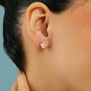 Boucles d'oreilles clous goutte d'eau en or 14K avec diamants taille émeraude et taille poire en argent 925 sertis clos, bijoux tendance en or rose - 180612 - Product Image 2