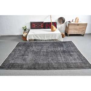 Tapis Turc Vintage Moderne 5.7X8.4 pieds Gris Grand Rectangle Patchwork Design pour Entrée Chevet Laine Matériel Latex Tabriz - Product Image 3
