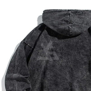 เสื้อฮู้ดดี้ทรงครอป สไตล์วินเทจ ผ้าหนา ฟอกสีแบบแอซิดวอช ผ้าคอตตอนผสม พิมพ์ลายโลโก้ด้วยคริสตัลเต็มตัว ผลิตโดยผู้ผลิต - Product Image 3