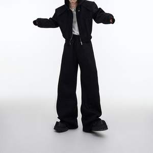 Survêtement d'hiver pour homme, veste zippée en polyester avec pantalon long à jambes larges, sweat à capuche, survêtement imprimé, techniques - Product Image 6