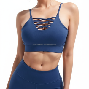 Sexy Criss Cross Front Sports <b>Bra</b> Spaghetti Strap Yoga Top Deep V-Neck Workout Gym <b>Bra</b> Breathable Athletic Wear for Women - Product Image 3