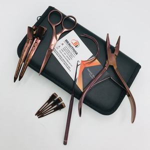 Pince à cheveux professionnelle en acier inoxydable plaqué or rose kit d'outils avec pinces à cheveux crochet et ciseaux - Product Image 6