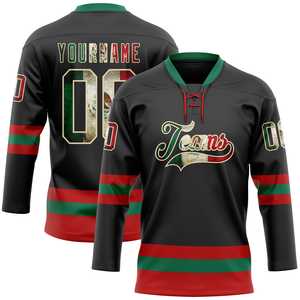 Meilleurs maillots de hockey sur glace à transfert thermique avec sweats à capuche en jersey de hockey en dentelle Vêtements de sport personnalisés 100% polyester évacuant l'humidité - Product Image 1