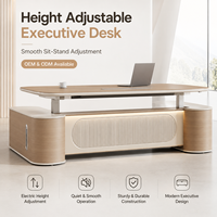 Bureau de direction électrique silencieux à hauteur réglable avec deux rangements, table de bureau CEO assis-debout OEM ODM