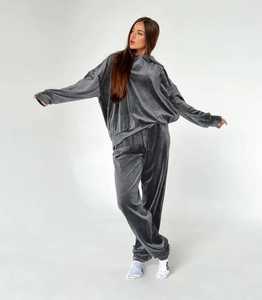 ชุดวอร์มผ้ากำมะหยี่สำหรับผู้หญิงชุดวิ่งออกกำลังกาย2ชิ้นผ้ากำมะหยี่ไม่มีลายสำหรับฤดูหนาวดีไซน์ล่าสุด - Product Image 1