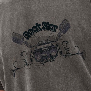 Camiseta personalizada de corte y costura 100% de algodón con estampado gráfico de peso pesado, lavado con ácido de lejía, camiseta Vintage de talla grande para hombre - Product Image 6