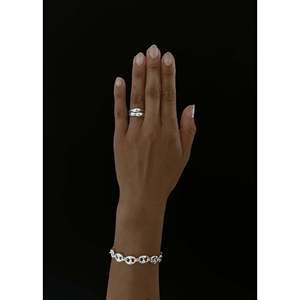 Classic Trendy Silver Mariner Chain <b>Bracelet</b> Gold Plated <b>Copper</b> with Geometric Anchor Pattern Featuring Pearl Diamond Main Stone - Product Image 3