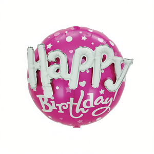 Globo de aluminio de feliz cumpleaños, color fucsia, 56 cm, 12 unidades, decoraciones para fiestas - Product Image 2