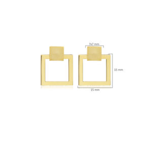 Diseño cuadrado geométrico al por mayor pendientes de tuerca de plata Lisa turco al por mayor joyería de plata de ley 925 - Product Image 2