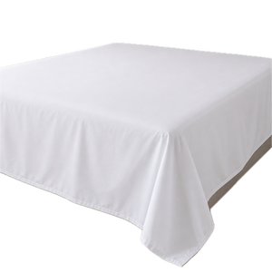 Parure de lit d'hôtel 100% coton satiné, drap plat 280x280 cm, taille double/grand lit, respirant, brodé, style uni, pour usage hospitalier - Product Image 2