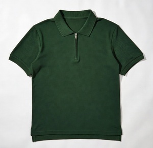 Top Quality Men's Polo <b>Shirt</b> with Zipper Short Sleeve Custom Design Pique Knitted Fabric Ribbed Collar Cuffs Breathable - Product Image 1