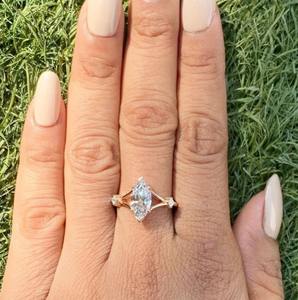 <b>Moissanite</b> Sterling Silver <b>Ring</b> White Marquise Cut Engagement <b>Ring</b> Beautiful Customized <b>Moissanite</b> <b>Ring</b> - Product Image 1