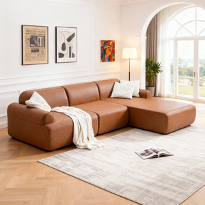 Sofá Seccional en Forma de L Más Vendido con Funda de Tela Rellena de Esponja para Sala de Estar de Apartamentos y Villas - Envío Directo Disponible - Product Image 1