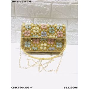 Elegant Beaded Flower Pattern <b>Clutch</b> <b>Bag</b> 20x5x12.5 Cm <b>For</b> Evening Use CSICB20-306-3 - Product Image 4